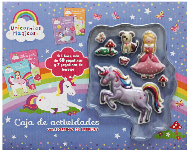 MALETÍN UNICORNIOS MÁGICOS: ACTIVIDADES Y PEGATINAS BURBUJAS