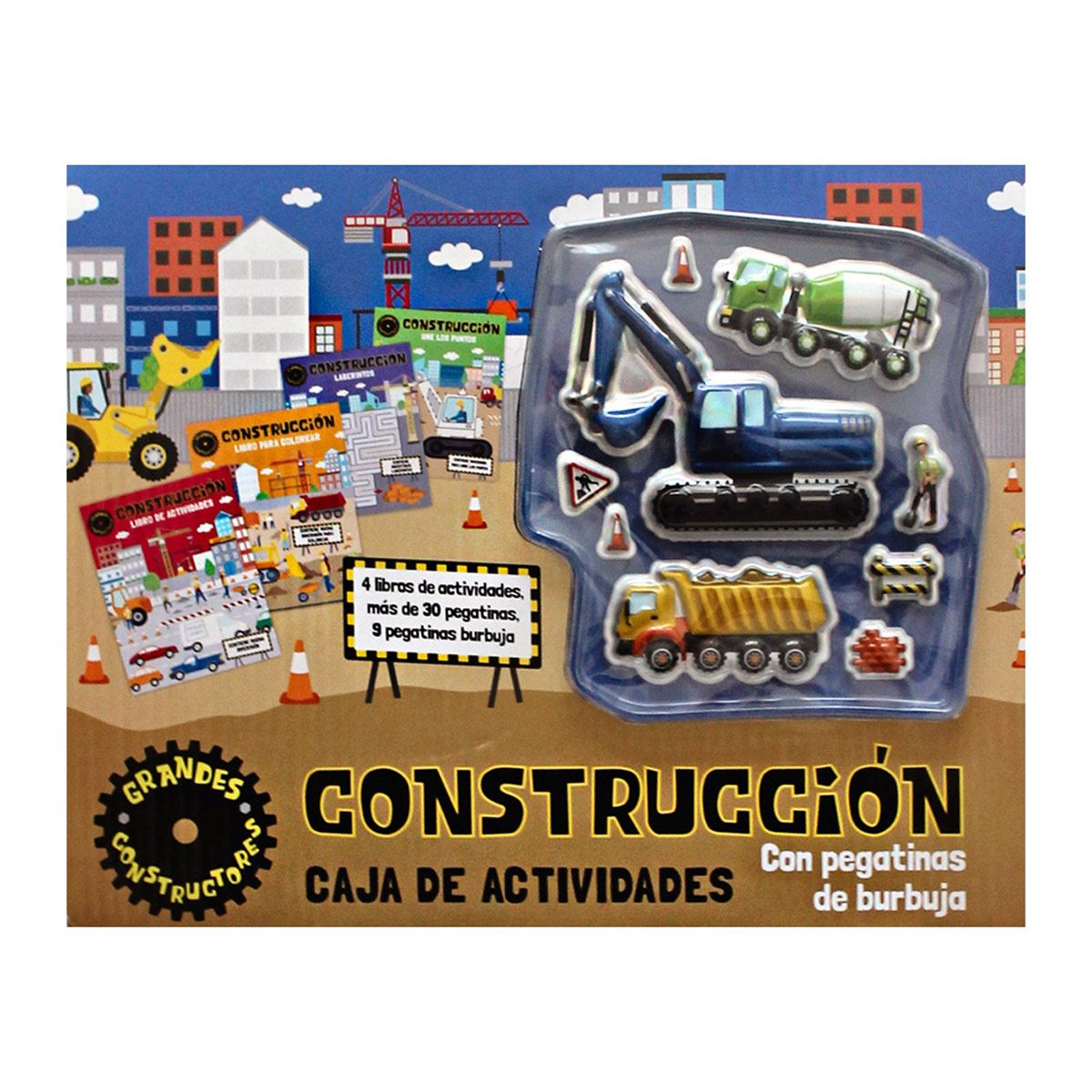 MALETÍN CONSTRUCCIÓN ACTIVIDIDADES Y PEGATINAS BURBUJAS
