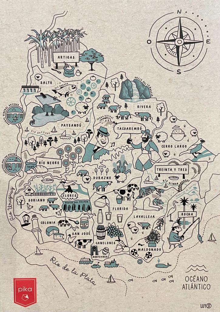 CUADERNO MAPA DEL URUGUAY PIKA EDITORIAL, LIBRETAS PIKA URUGUAY